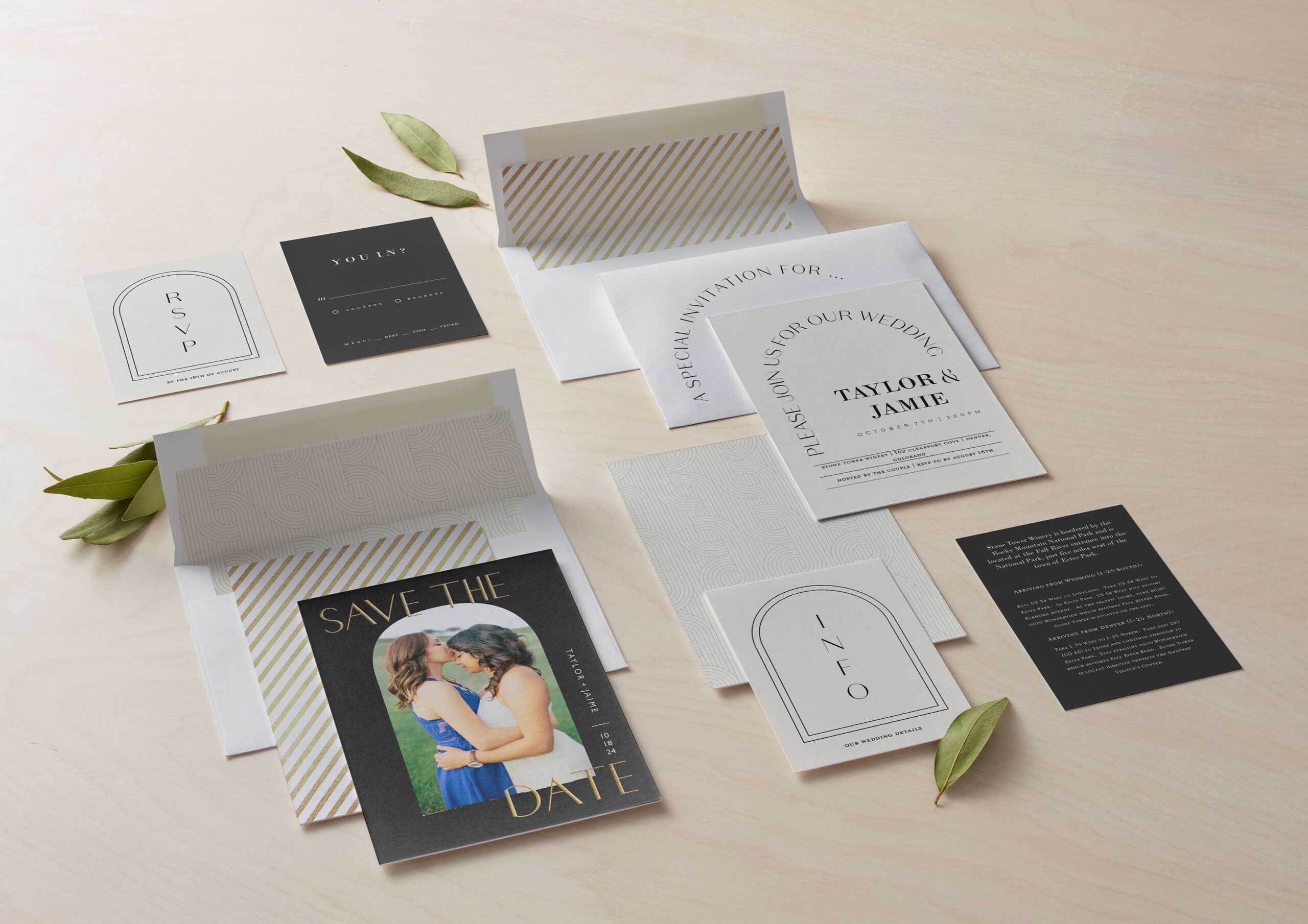 wedding invitation suites and envelopes